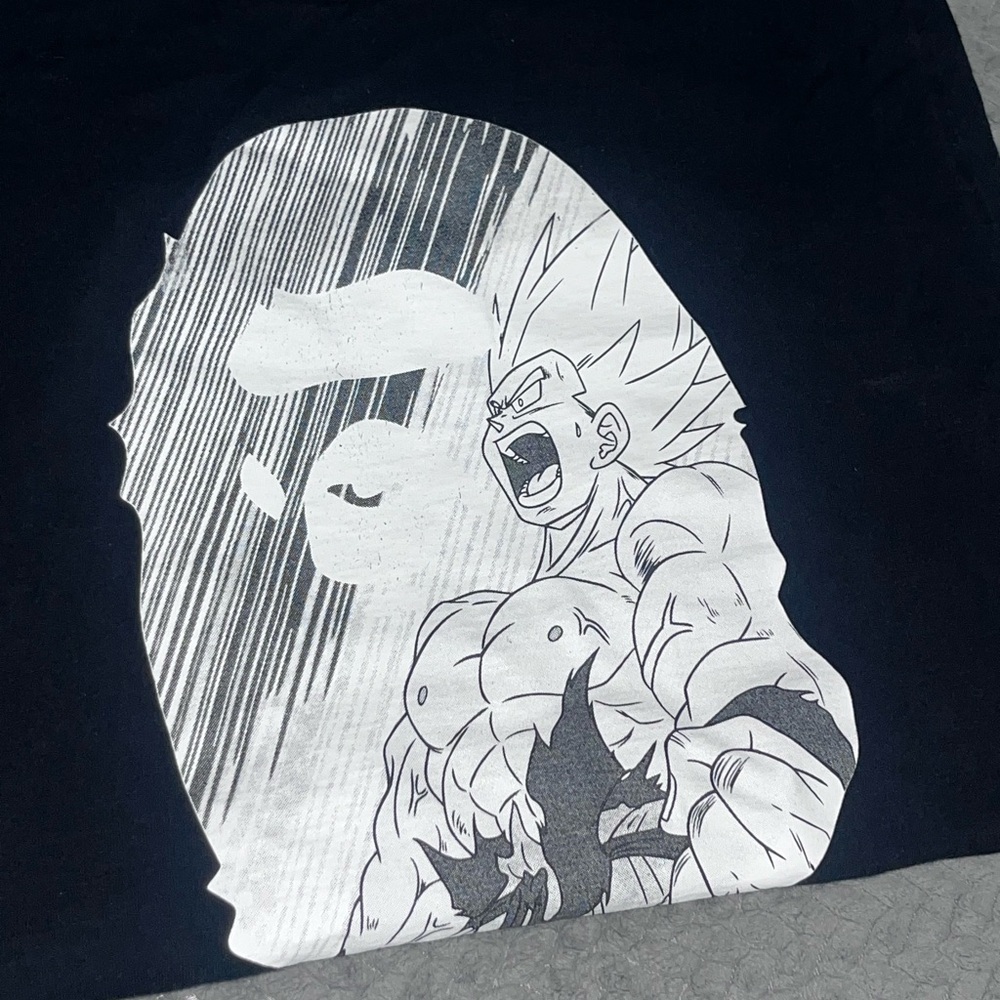 Bape T Shirt Goku Going Super Saiyan Black Shirt - Picture 5 of 7